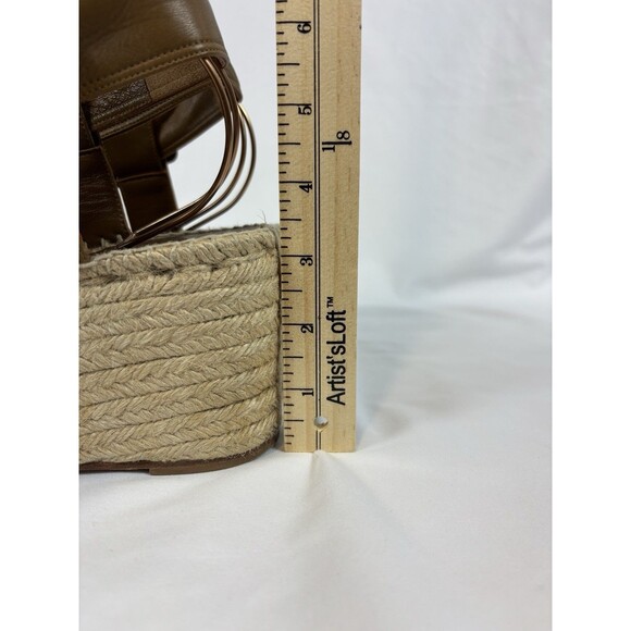 Celine Paris Espadrilles Wedges Platform Sandals Brown Leather Size 38 Buckle - Picture 7 of 16